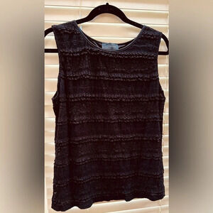 Investments black lace sleeveless top fully lined - size L